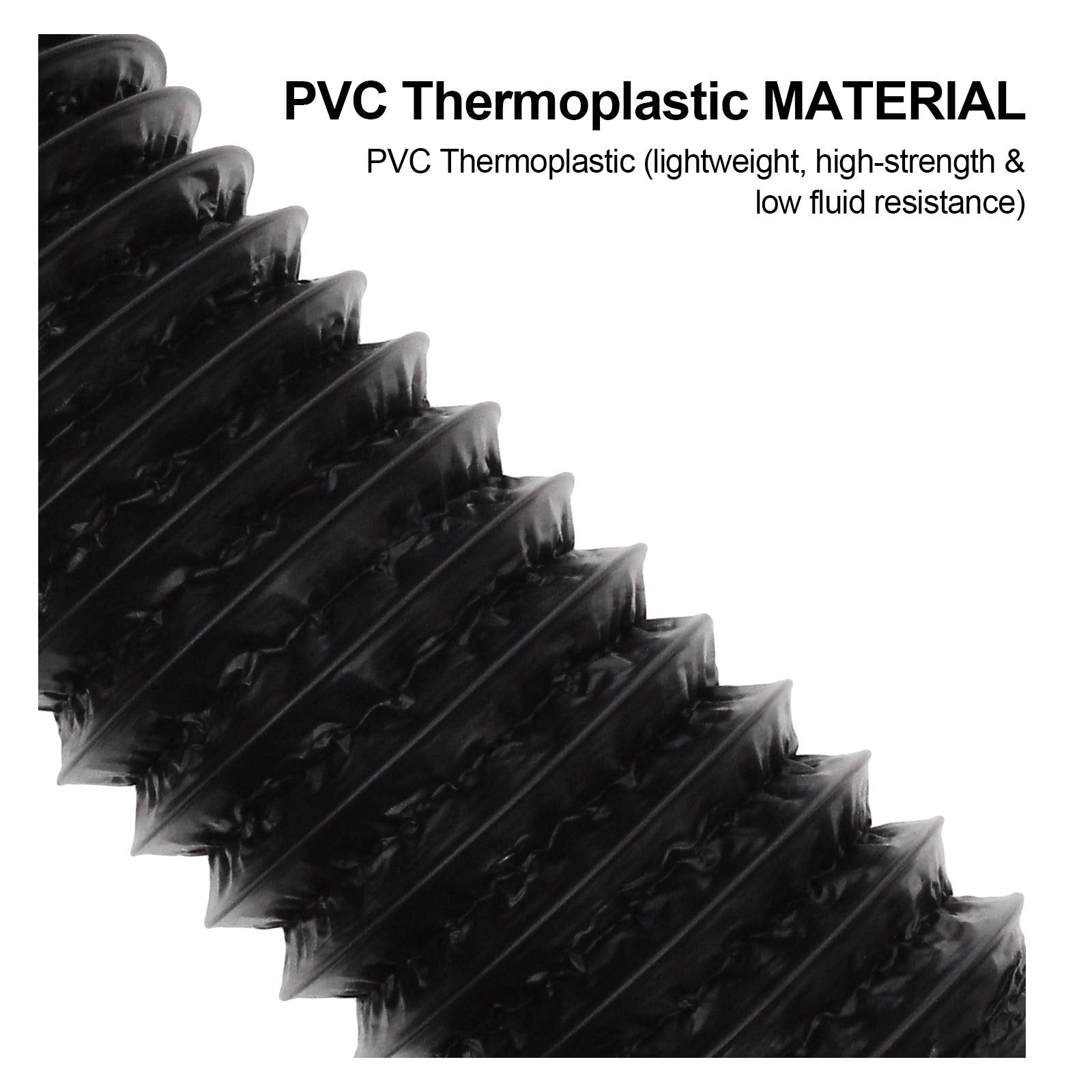 3Inch Flexible Ducting Hose 16.5 feet Black Aluminum Ducting Dryer Vent Hose with 2 Screw Clamps for Heating Ventilation Air Conditioning (HVAC), Boat Blower, Exhaust Grow Tents