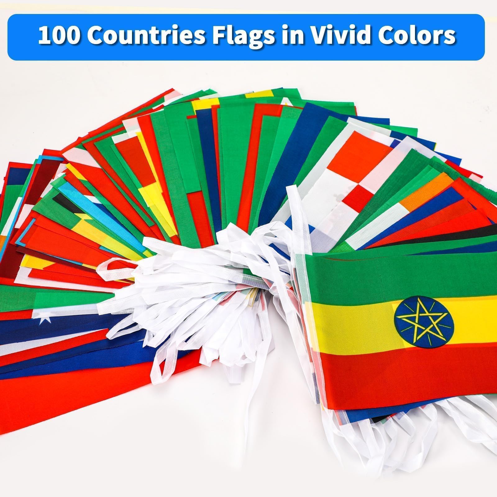 MARFOREVER 100 Countries String Flag, 82ft International Banner String Flags World Flag Bunting Banners for School Festivals Sports Clubs Bars Celebrations Party Decorations