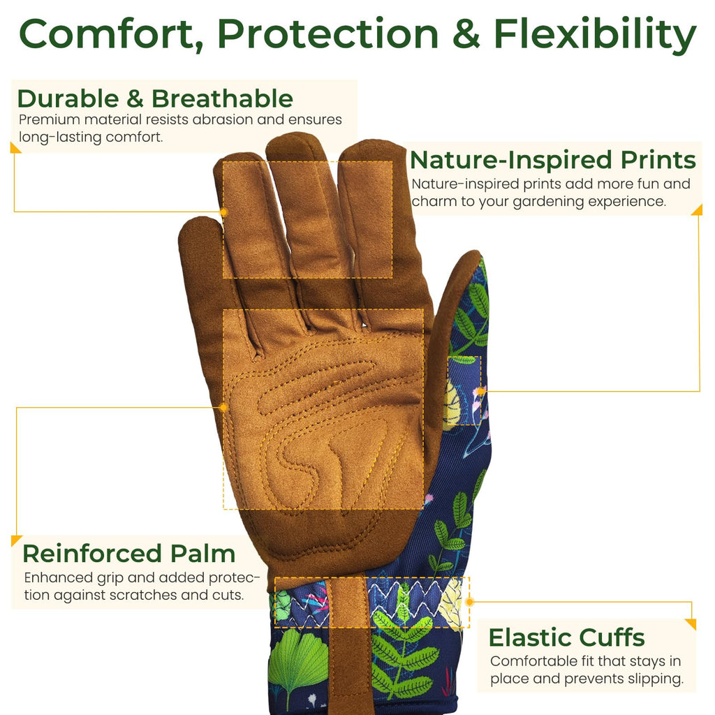 Gardening Gloves for Women, Garden Glove Thorn Proof, Breathable Leather Gloves No Stab for Weeding Digging Planting Pruning Working Garden with Grip Puncture-Resistant Work (Yellow)