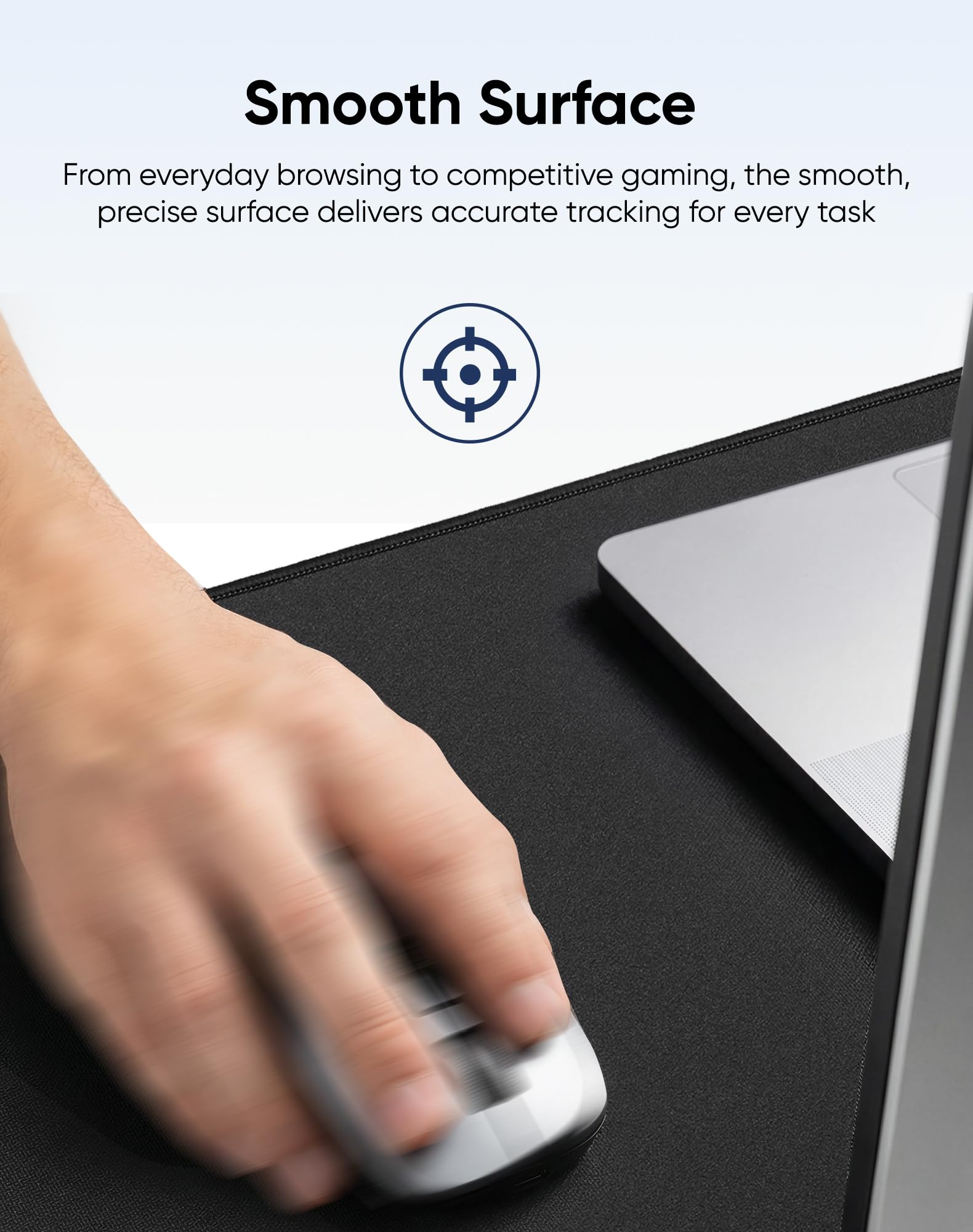 Reniteco Waterproof Large Gaming Mouse Pad with Durable Stitched Edges, Non-Slip Rubber Base, Grainy Jacquard Mouse Mat Desk Pad for Home Office Gaming, 40cm x90cm x0.3cm, Matte Black