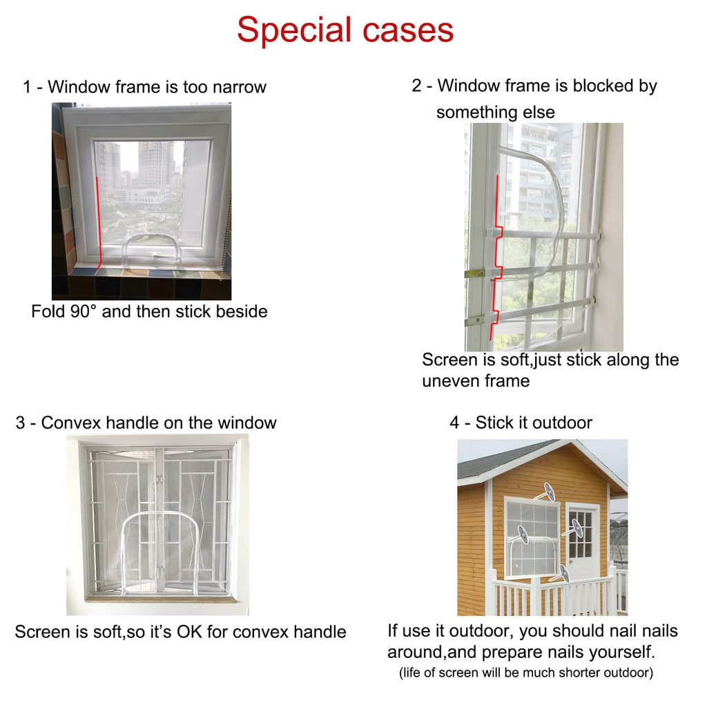 Mellroom Adjustable Window Screen, White 47" X 47" (120cm X 120cm) with Zipper Opening, Easy to Open Your Window,Replacement,