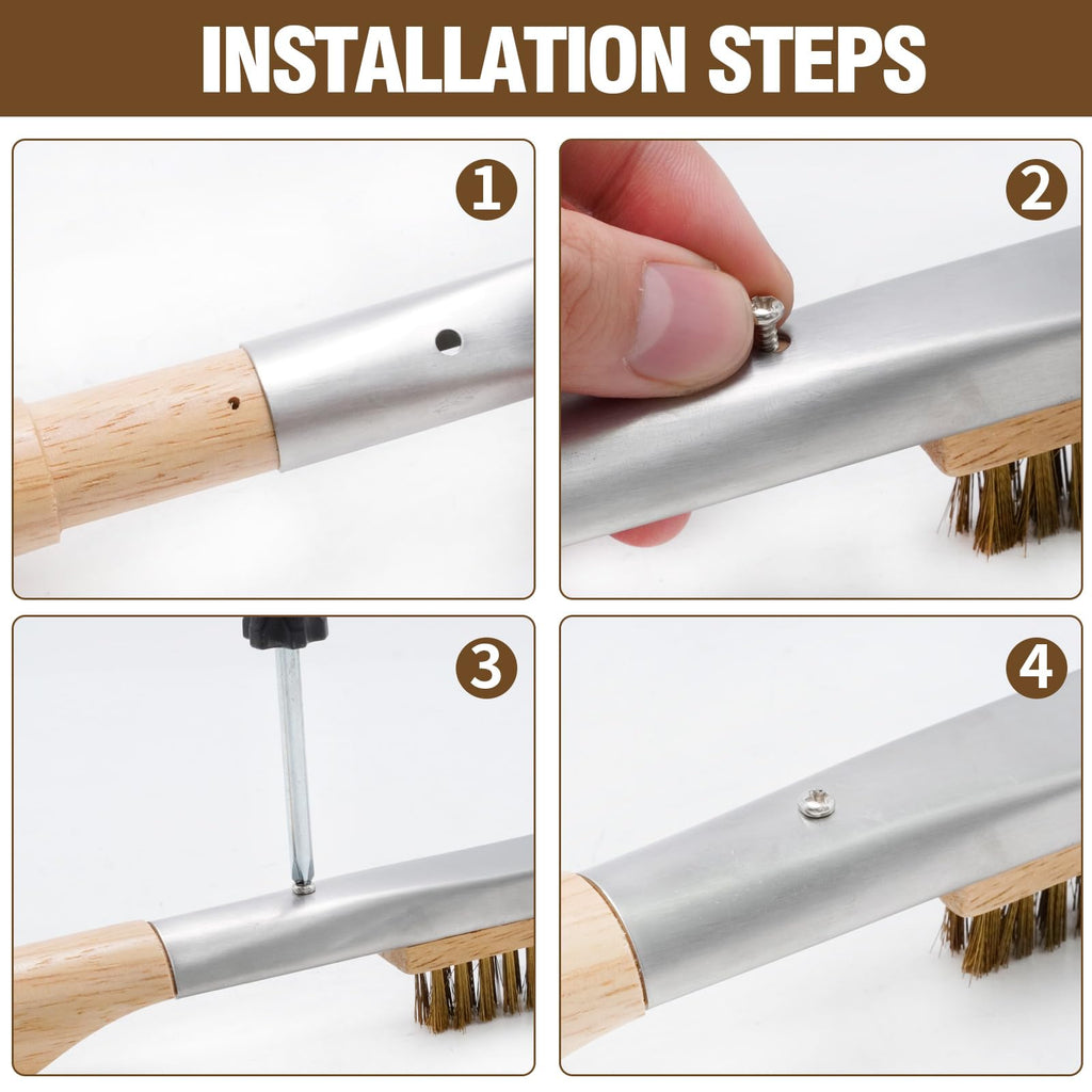 ZUDKSUY Pizza Oven Cleaning Brush with Stone Scraper, 21-inch Brush for Pizza Ovens, Suitable for Indoor and Outdoor Pizza Ovens and Restaurants