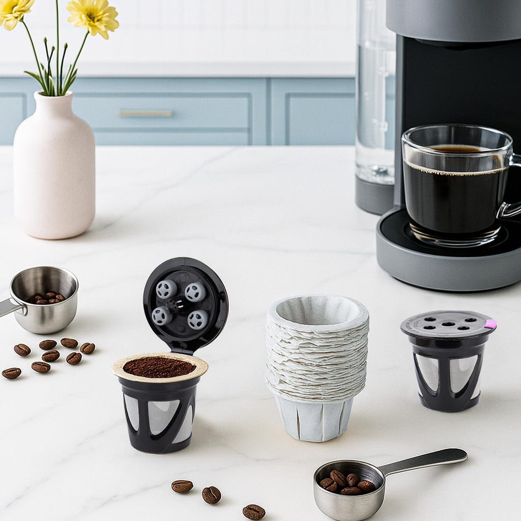 4 Pack Reusable K Cups Compatible with Keurig Supreme and K-Supreme Plus, Refillable Coffee Pods with Filter Paper Fit for Keurig Supreme Coffee Maker