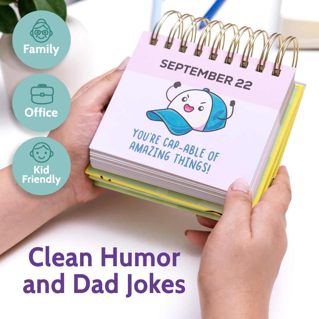 T MARIE 2026 Punny Motivational Desk Calendar - Daily Pun Perpetual Calendar with Clean Humor for Home and Office - Funny Gifts and Kid Friendly Dad Jokes - Cute Office Decor with Positive Affirmations
