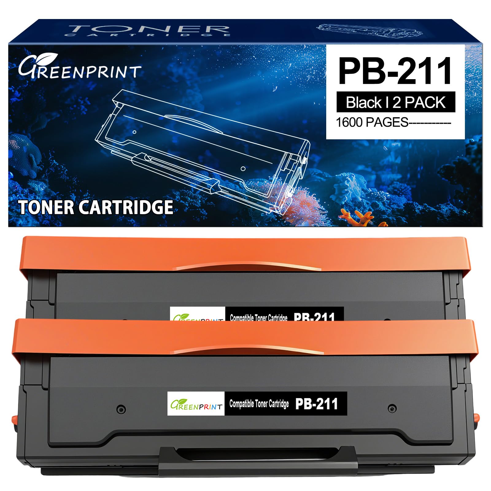 PB-211 PB-210E Compatible Toner Cartridges 1600 Pages 2 Blacks for M6552NW M6602NW M6500NW M6550NW M6600NW P2500 P2500W P2502 P2502W P2511W P2516 P2207 Printers Replace PB-211 PB211 PB-210E PB-211EV
