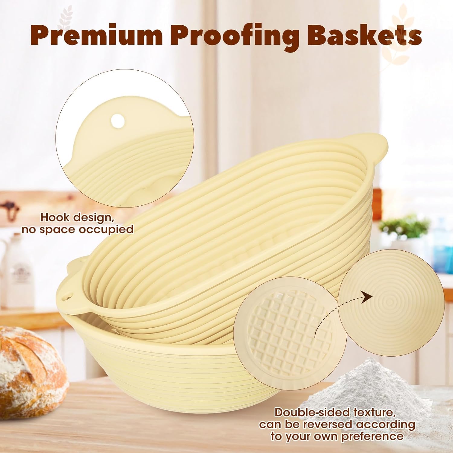 30 Pcs Sourdough Starter Kit,MQFORU Sourdough Bread Baking Supplies with 10" Round & 10" Oval baskets,Silicone Sourdough Bread Kit,Sour Dough Starter Kits for Bakers Wife Mom Women (Creamy yellow)