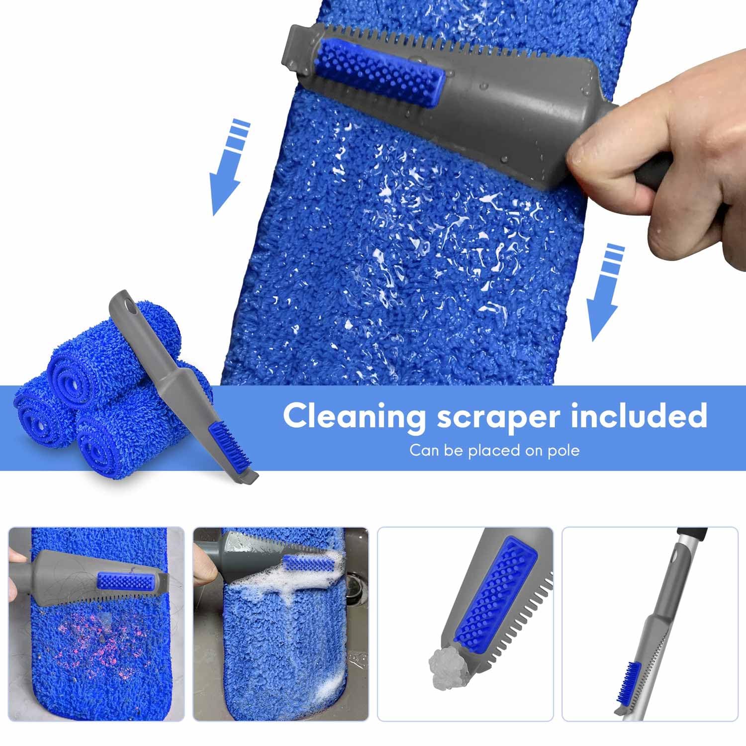 VENETIO Premium Microfibre Spray Mop with Refillable Sprayer for Quick Dry and Wet Floor Cleaning or Dusting | Wood, Laminate, Tile, Vinyl, Hardwood Floor Mop with 3 Reusable and Washable Pads, Blue