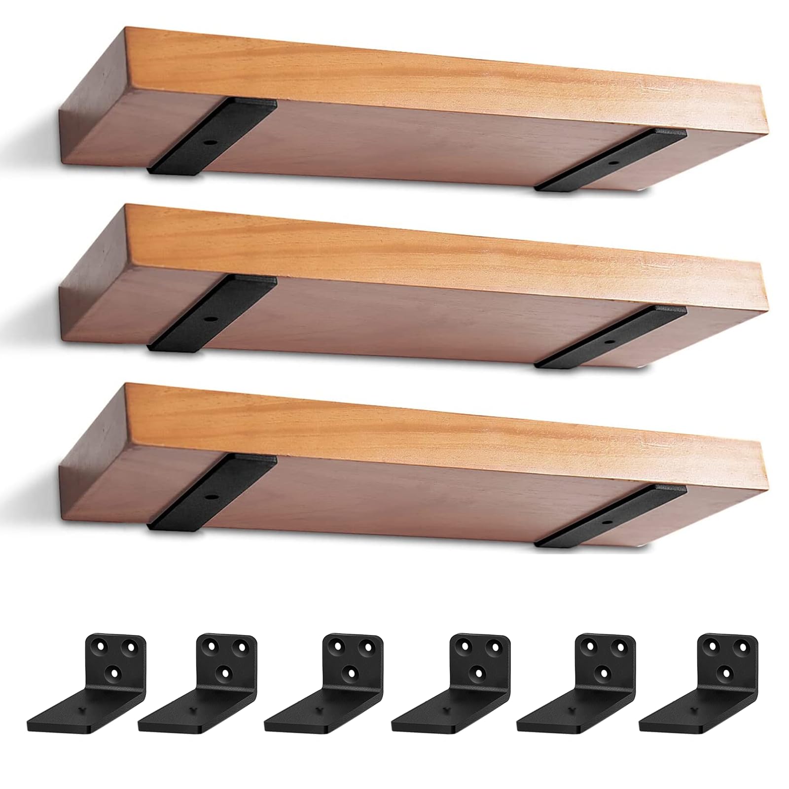 4 inch Floating Shelf Brackets, 6 Pack Heavy Duty L Shelves Brackets Wall Mounted Industrial Metal Brackets Hardware Supports for Shelves Support DIY | Holds 150+lb (1/5 Inch Thicked)