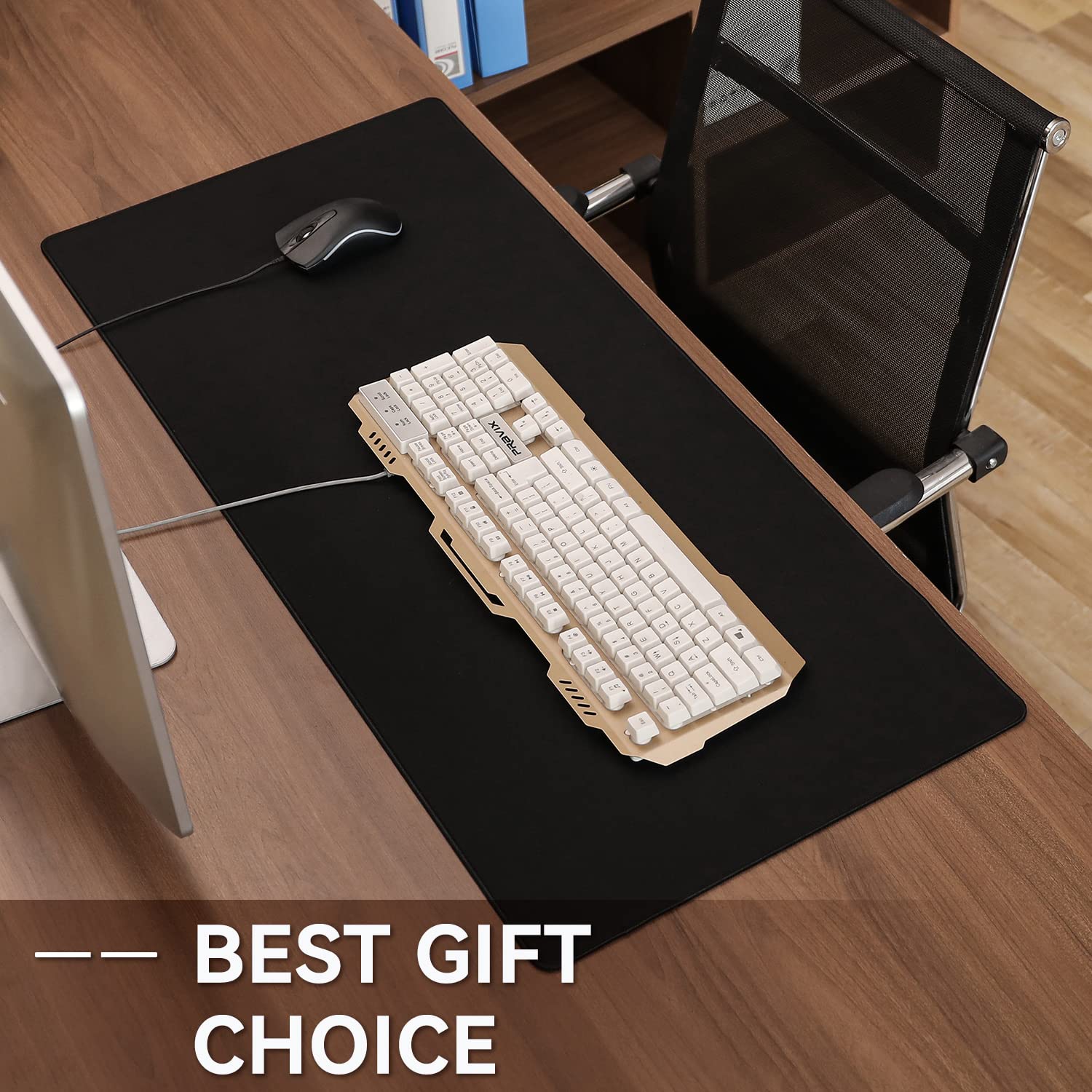 ALOANES Mouse Pad with Stitched Edge, Premium-Textured Mouse Mat, Non-Slip Rubber Base Mousepad for Laptop, Computer & PC,Desk Mat for Gamer, Office & Home,Black, 40cm x90cm x0.3cm