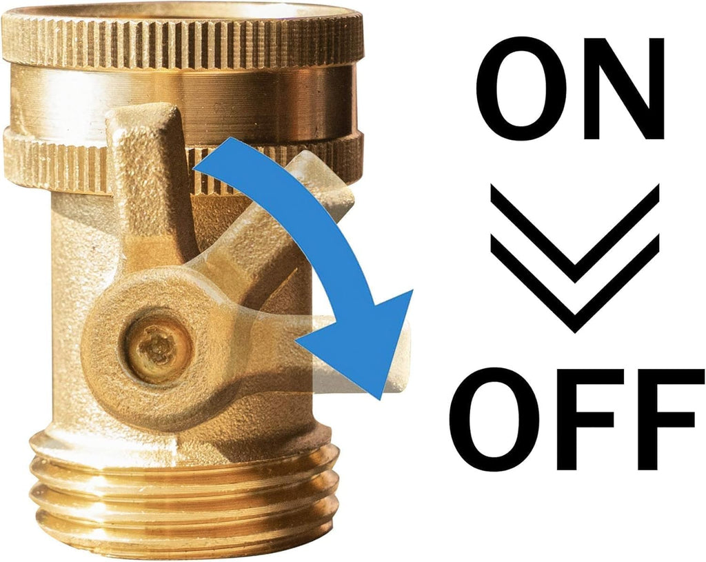 Xiny Tool Brass Garden Hose Shut Off Valve, Heavy Duty 3/4 Inch Solid Brass Garden Hose Shut Off Valve with 4 Extra Rubber Washers (4)