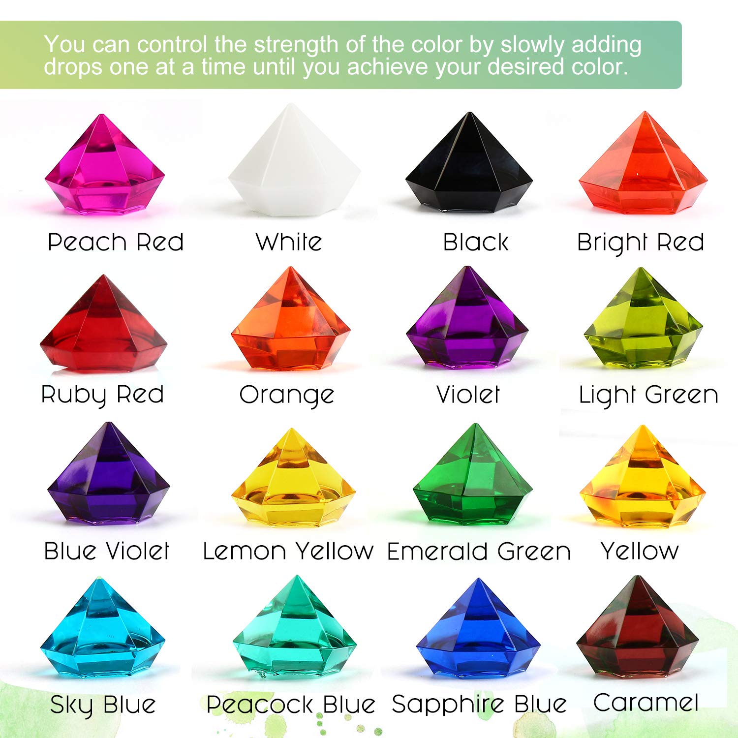 LET'S RESIN Epoxy Resin Pigment 16 Color Liquid Epoxy Resin Dye,Concentrated Paint, Colorant for Resin Coloring,Resin Jewelry DIY Making (Each 0.35oz)