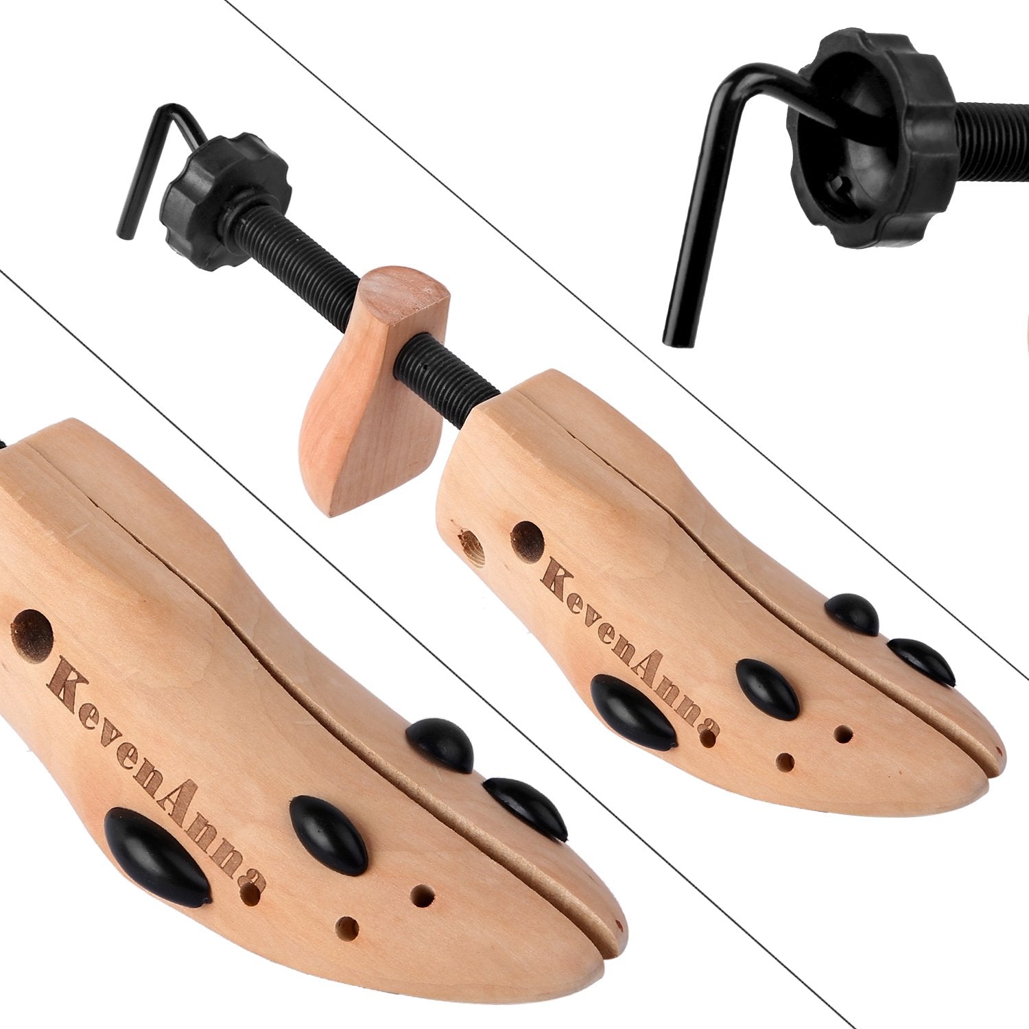 KevenAnna Pair of Premium Professional 4-way Wooden Shoe Trees, Wooden Shoe Stretcher for Men or Women (Medium)