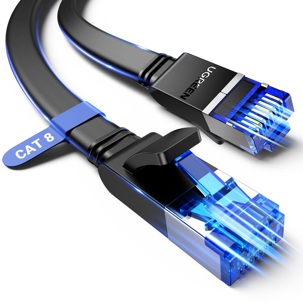 UGREEN Cat 8 Ethernet Cable 25ft Flat 40Gbps 2000MHz Network Cord Shielded Cat8 RJ45 LAN Cable Internet Cable Compatible with PS5 PS4 Xbox One Router Modem NAS, 25FT