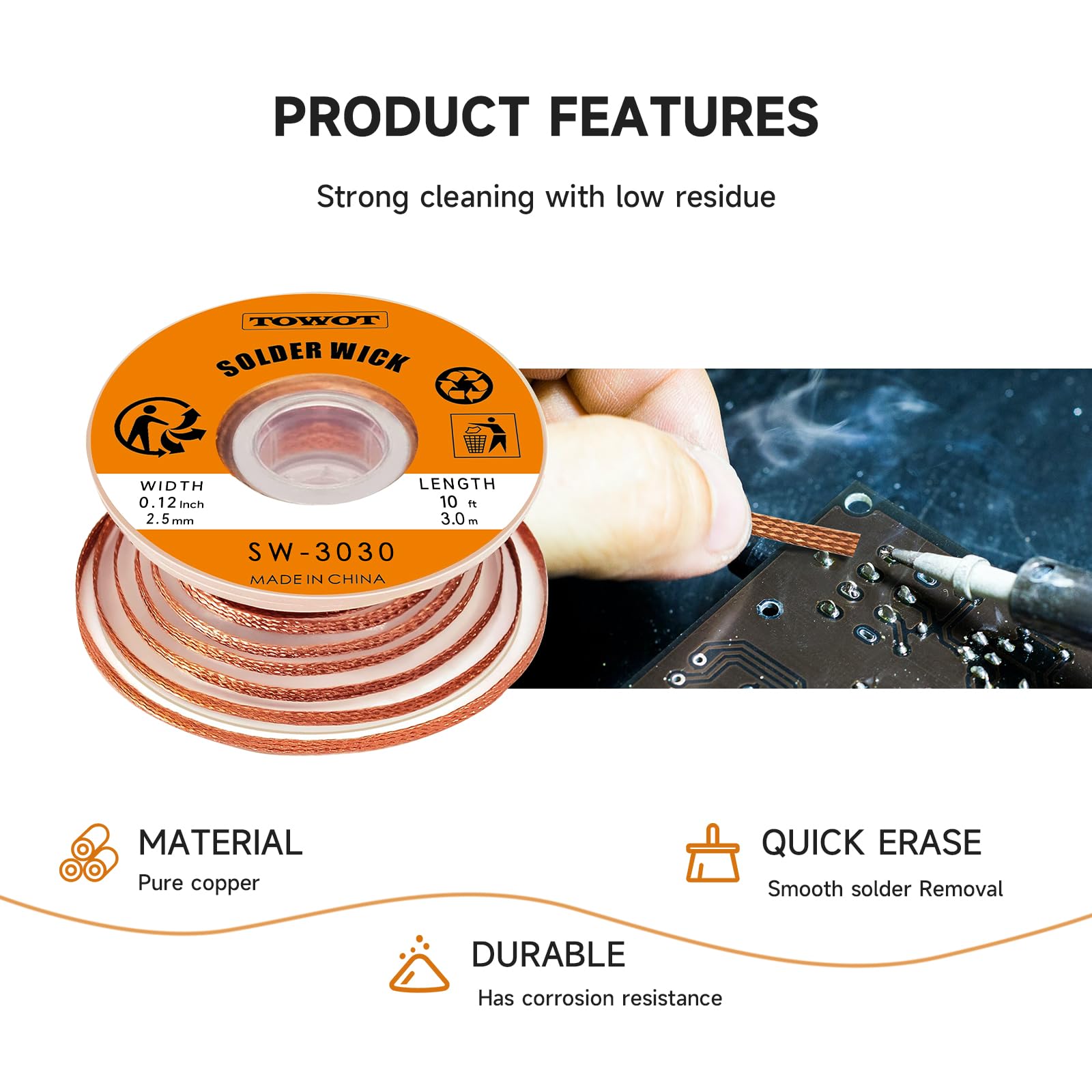 TOWOT Solder Wick, Desoldering Braid, Flux Wick, and Desoldering Wicks - Efficient and Professional Solder Removal SolutionSolution