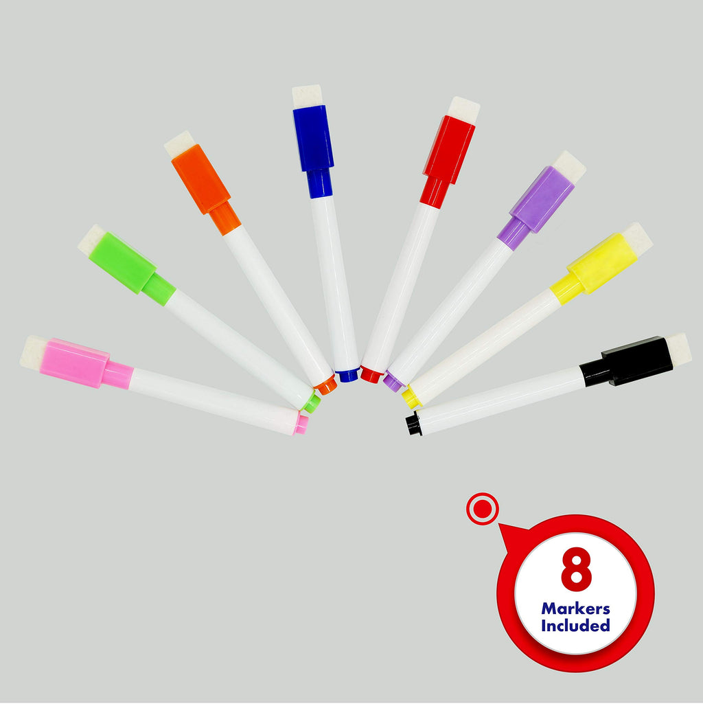 Magnetic Tabletop Desktop Easel &Whiteboard with Bonus 8X Dry Erase Markers. Double Sided and Self-Standing(16” X 12.5”)
