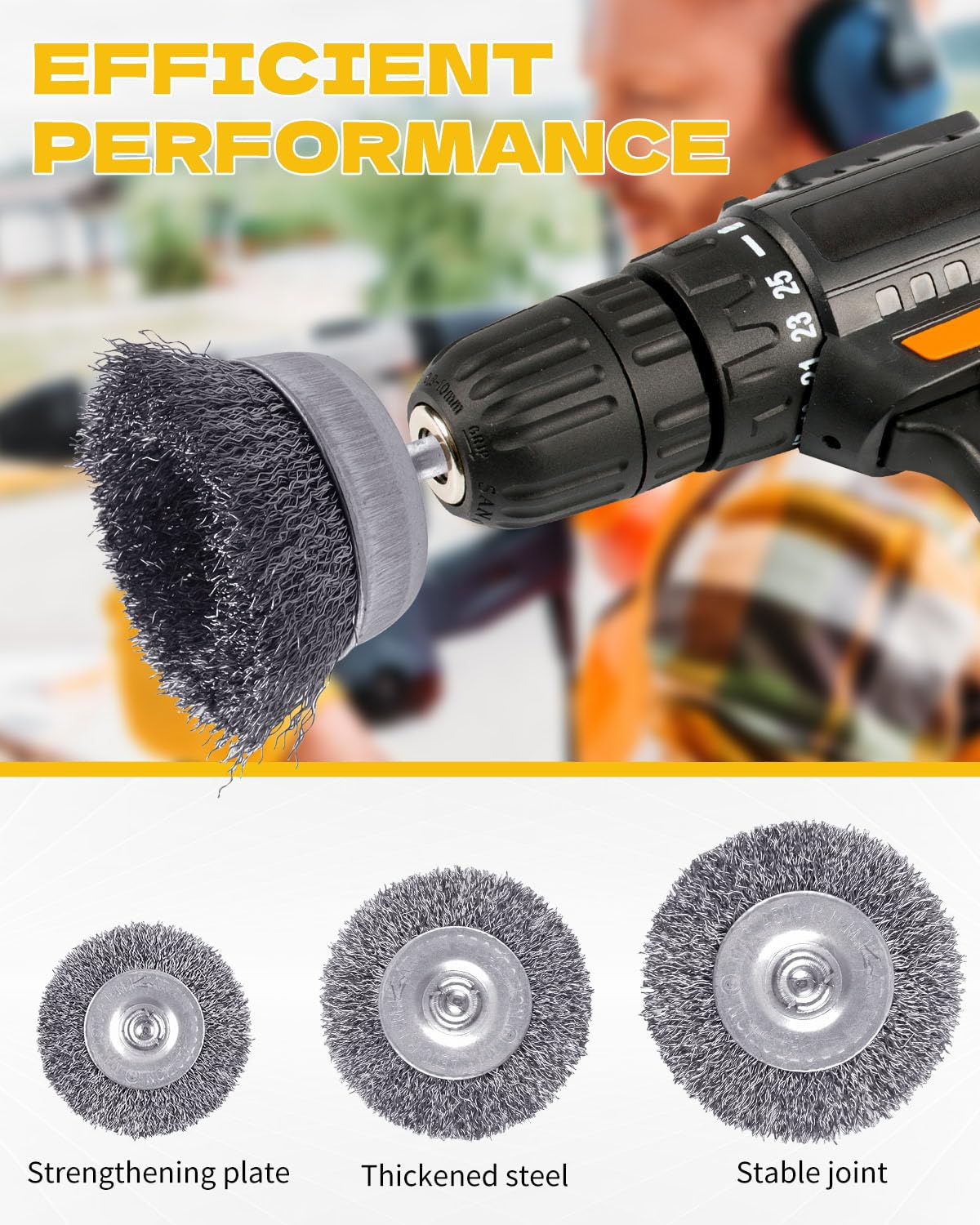 AOKLIT 21 Pack Carbon Steel Wire Brush,With1/4 Inch Round Shank,for Cleaning Rust, Stripping and Abrasive