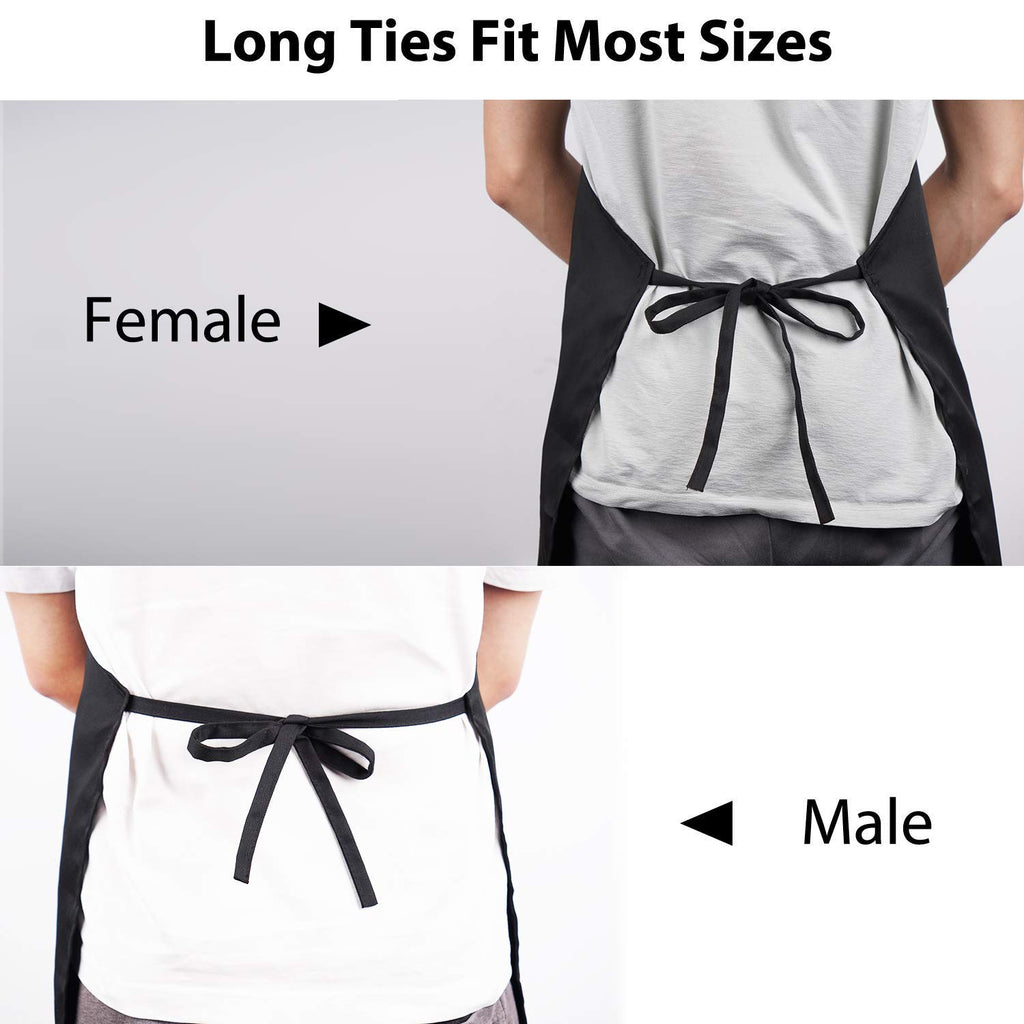 Apron Couples, Christmas Gifts for Couples: Waterproof Aprons for Women Men, with Adjustable Neck Strap with Extra Long Ties, 2 Pockets (Black)
