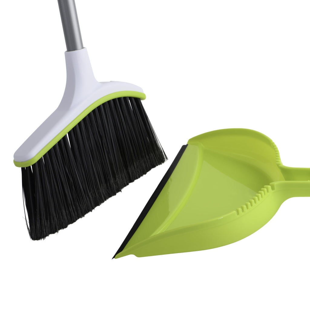Casabella Basics Broom with Dustpan, Silver and Green, 2-Piece (8515620)
