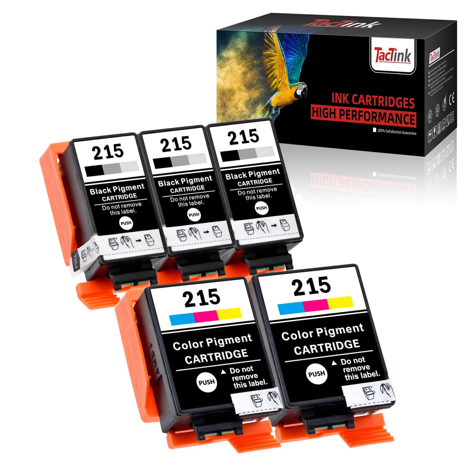 215 Ink Cartridges Remanufactured for T215 Ink Cartridges Compatible with WF-100 WF-110 Printer (3 Black, 2 Tri-Color, 5-Pack)