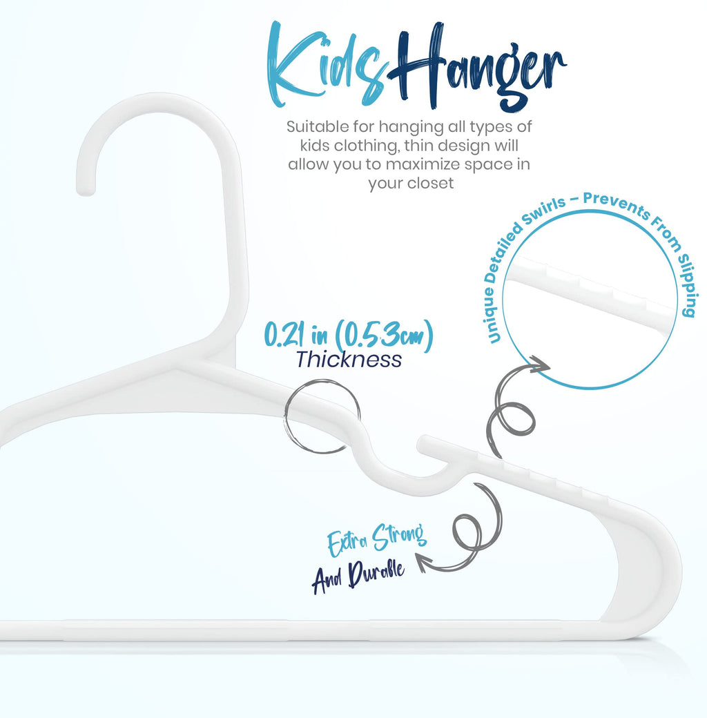 Utopia Home 60 Pack Kids Hangers - Plastic Baby Hangers for Closet - Children's Hangers for Clothes & Infant Hangers for Closet - Ideal for Everyday Standard Use (White)