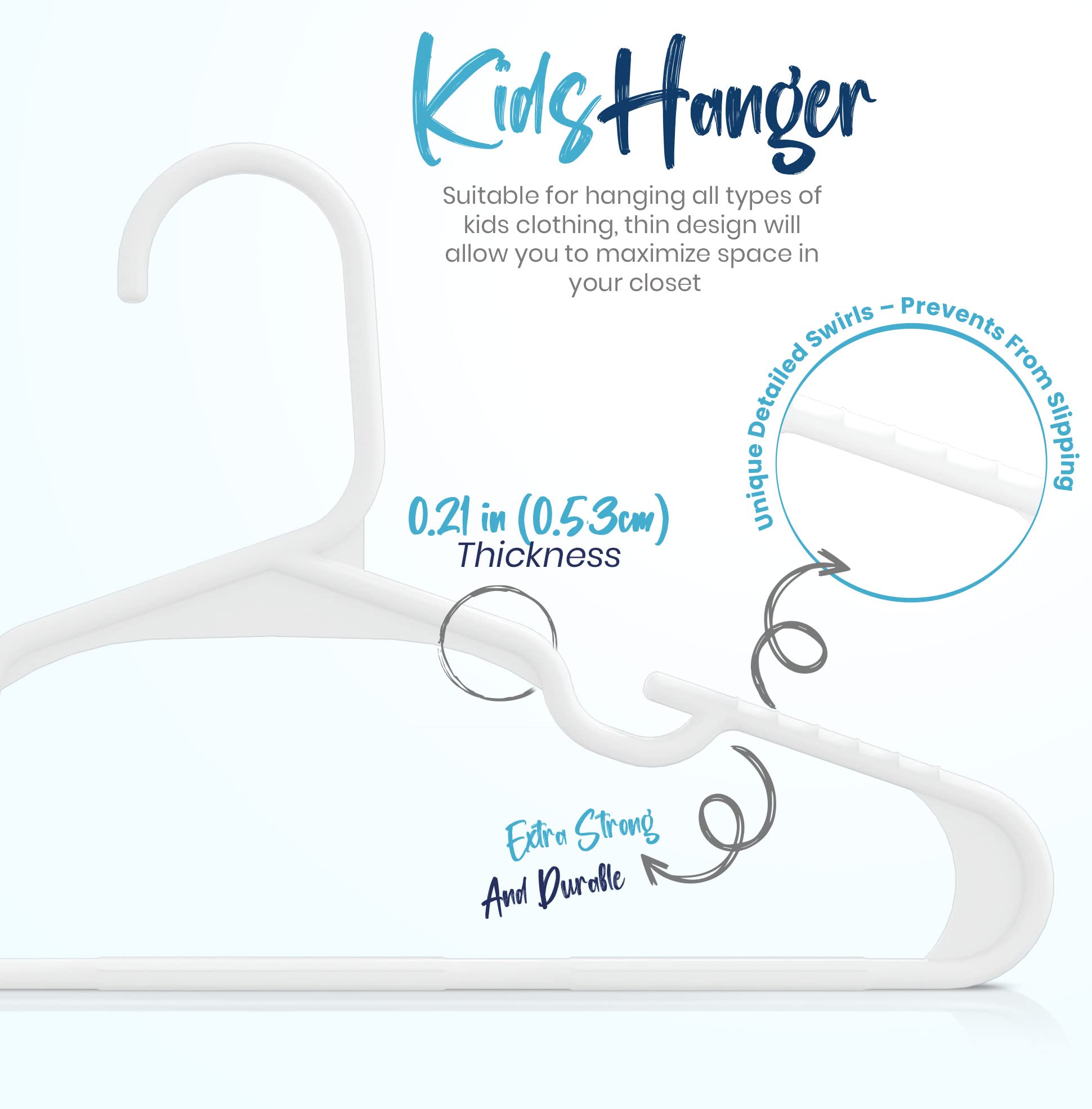Utopia Home 60 Pack Kids Hangers - Plastic Baby Hangers for Closet - Children's Hangers for Clothes & Infant Hangers for Closet - Ideal for Everyday Standard Use (White)