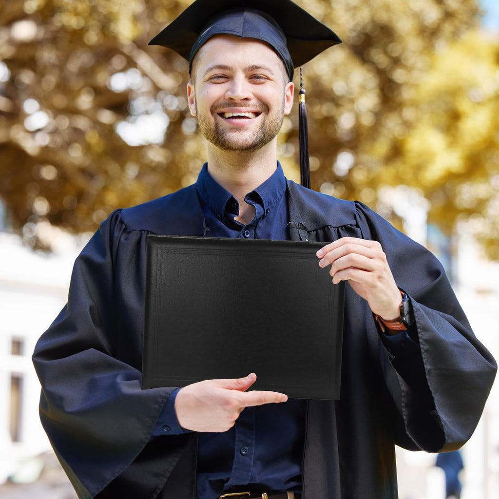 GraduatePro Diploma Cover 8.5x11 Graduation Covers Certificate Document Holder Smooth Leather Letter Size Black