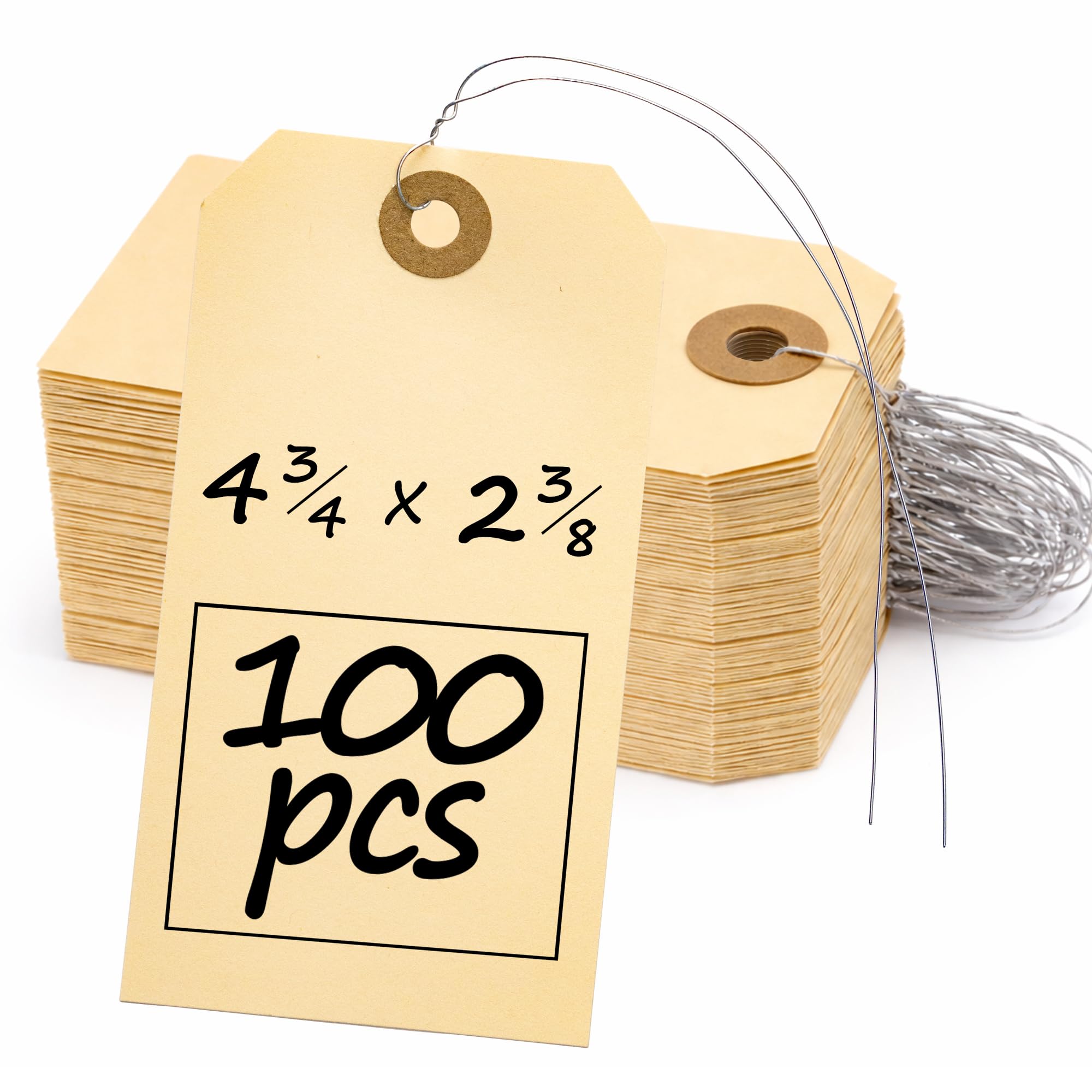 Perco Manila Shipping Tags #5 12x6 cm with Metal Wire Pack of 100
