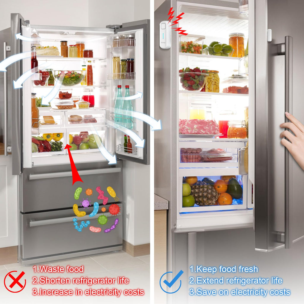 DAYTECH Freezer Door Alarm Freezer Alarm with Delay 60/120/180/240 Seconds Wireless Door Sensor When Left Open Fridge Alert with 0-120dB Adjustable Volume Levels, 1 PC