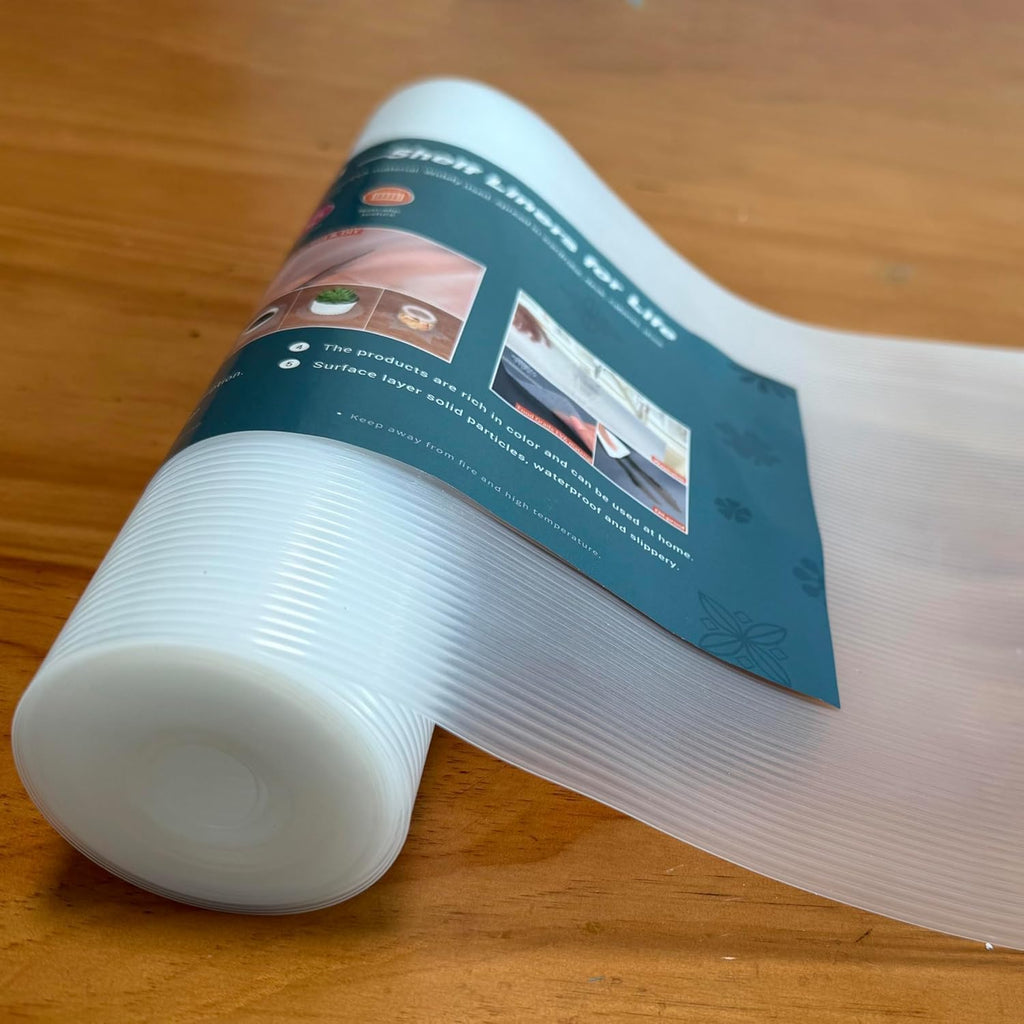 Non Adhesive Drawers Shelf Liner, 16 Inch x 240 Inch Non-Slip Cabinet Liner, Washable Oil-Proof for Kitchen Cabinet, Shelves, Refrigerator, Storage, Desks (Clear 1 Roll, 41W x 610L cm)