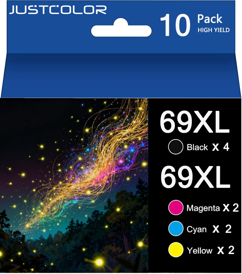 JUSTCOLOR Remanufactured Ink Cartridge Replacement for T069 69 Work for Stylus C120 NX100 NX110 NX115 NX200 NX300 NX400 NX410 NX510 CX7400 CX6000 CX5000 CX8400 (4 Black 2 Cyan 2 Magenta 2 Yellow)