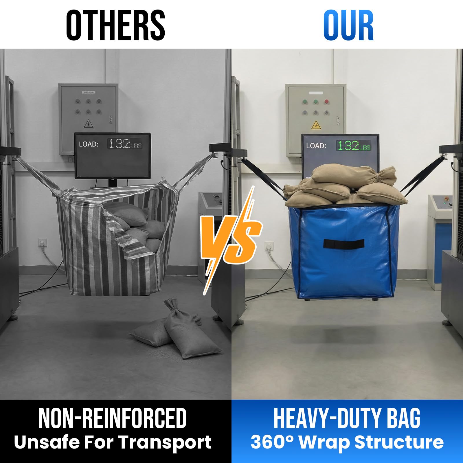 TAILI Extra Large Moving Bags, Heavy Duty Totes for Storage with Visible Window, U-Shaped Around Handles, Storage Contrainer Box for Space Saving, Blue, 4 Pack