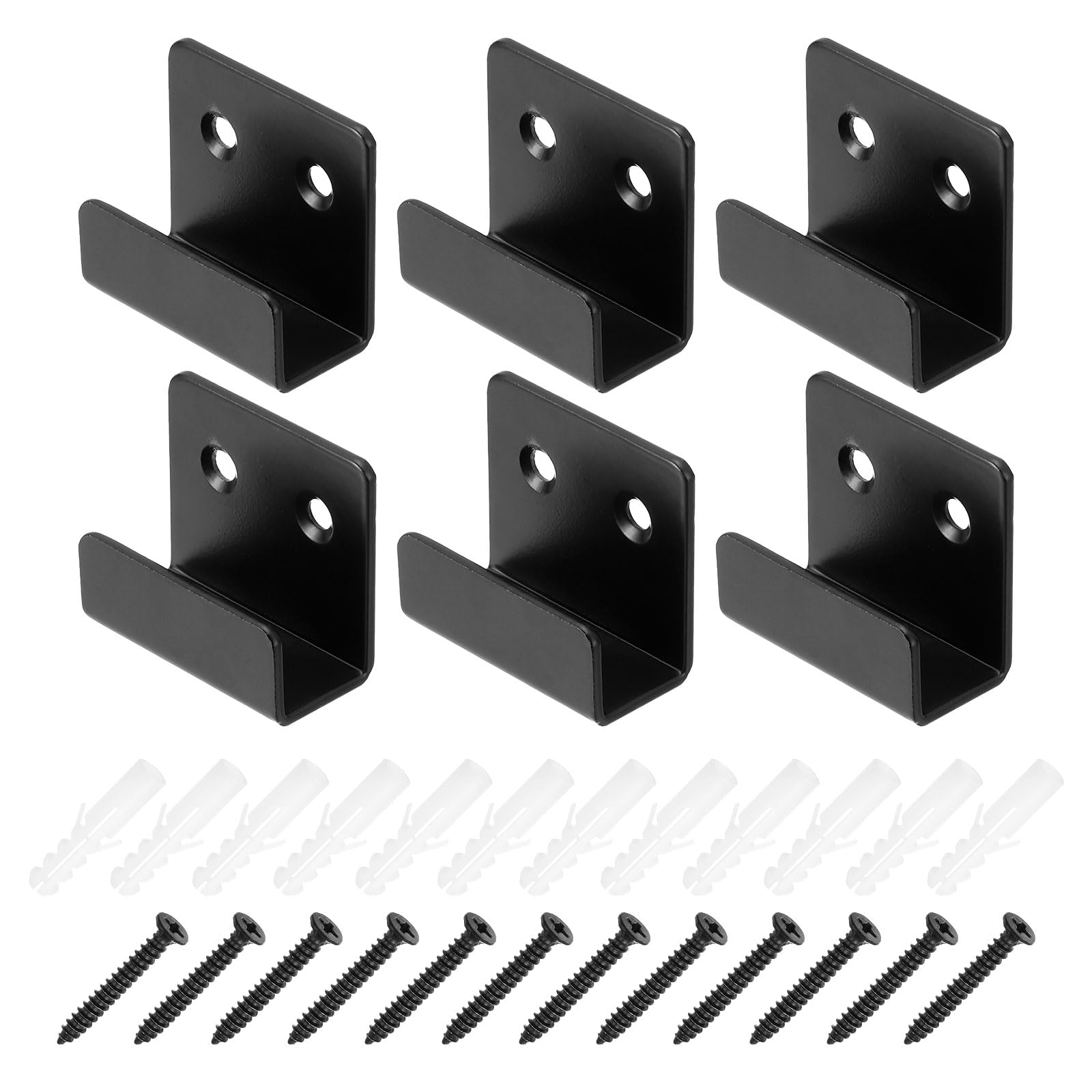 PATIKIL Tile Hanger Bracket 1.38x0.79x0.6, 6 Set U Wall Mounted Mirror Clips Fasteners Stainless Steel Metal Mirror Holder Kit L Size with Screws for Large Mirror Silver Tone