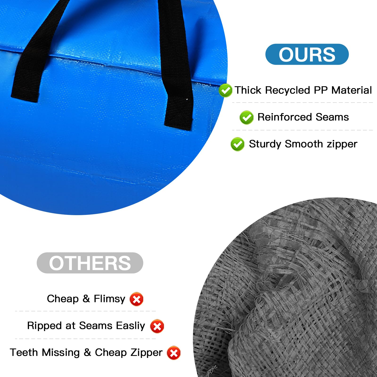 Extra Large Moving Bags with Zippers,6 Pack Foldable Heavy Duty Moving Boxes with Backpack Straps & Handles,Storage Bags For Space Saving, Clothing Storage,Christmas Decorations,3 Color