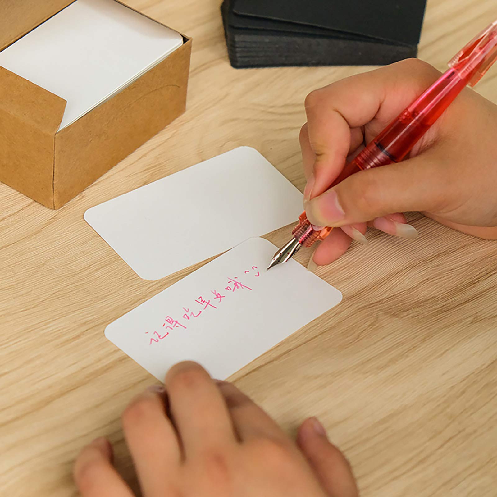 VANRA 300 Small Blank Index Cards Color Cardstock Study Flash Cards, 3.5x2 inches, Unruled with Rounded Corners (White, 300/Pack)