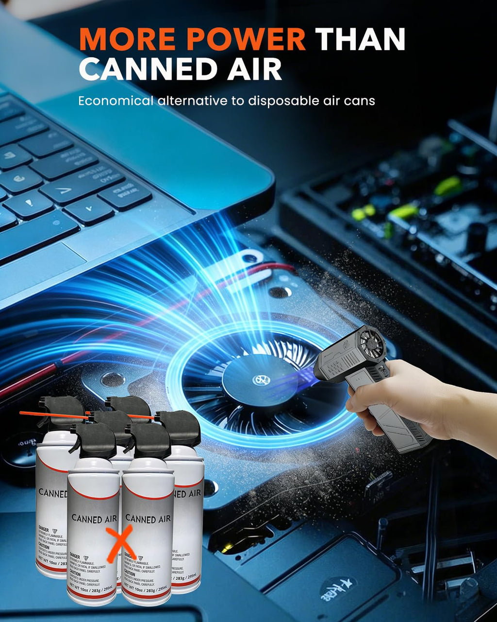 Compressed Air Duster 180,000 RPM – Cordless Handheld Electric Air Duster with Turbo Fan, Rechargeable Mini Turbo Air Blower for Cars, Computers, Keyboards, Outdoor & Home Cleaning