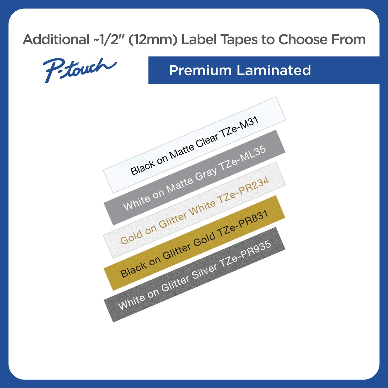 Brother Genuine TZeFA3 Navy on White Fabric Iron-on 12 mm Tape for P-Touch Label Makers