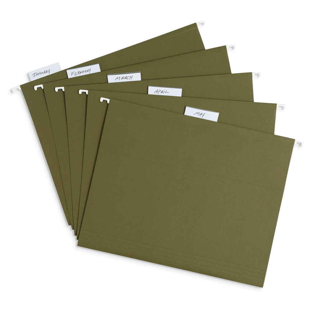Blue Summit Supplies Hanging File Folders, 75 Pack, Reinforced Hanging Folders Letter Size, Standard File Folders for Filing Cabinet, Hanging File Organizer, Green