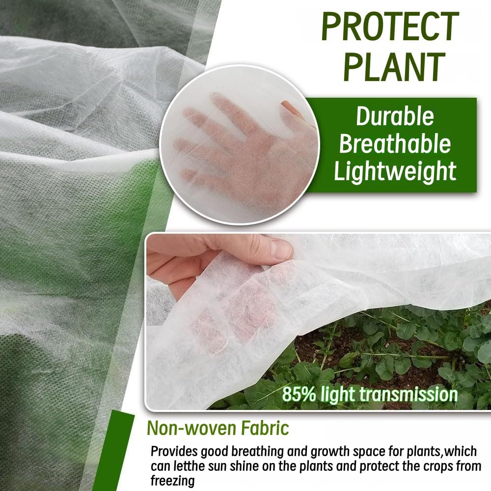 Plant Covers Freeze Protection Kit, Frost Cloths for Outdoor Plants, UV Resistant Polyethylene Film, Plant Vegetable Blanket Covers for Plants Dust Proof Cold Weather Winds (10 X 50 Ft)