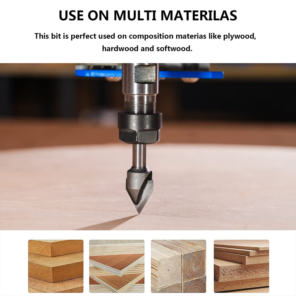 SpeTool Carbdie Tip V Groove CNC Engraving Bit Router Bit CNC Woodwork Tools 60 Deg 1/2 Inch Cutter with 1/4 Inch Shank