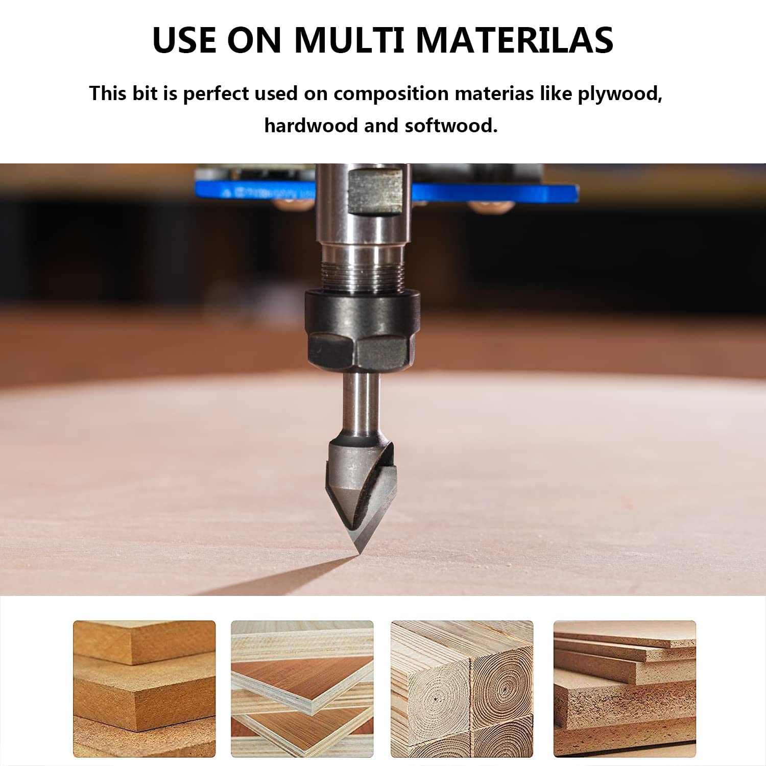 SpeTool Carbdie Tip V Groove CNC Engraving Bit Router Bit CNC Woodwork Tools 60 Deg 1/2 Inch Cutter with 1/4 Inch Shank