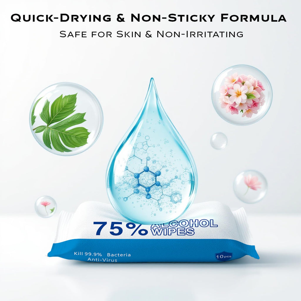 Sllic® - Disinfectant Wet Wipes - All-Purpose - 75% Alcohol Wipes - Clean & Sanitize Surfaces & Skin - Safe for Skin - Quick-Drying & Non-Sticky Formula - Unscented - 100 Wipes (10 Packs of 10 Each)