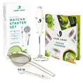 Jade Leaf Matcha - Modern Starter Gift Set Includes: Electric Matcha Whisk + Milk Frother, Stainless Steel Spoon, Stainless Steel Sifter, and Printed Handbook