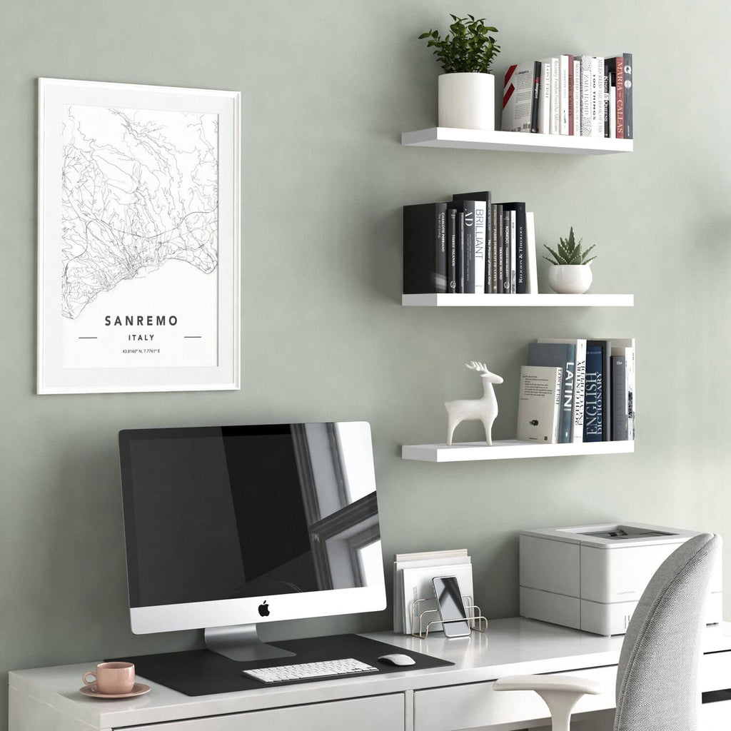 3 Pcs Floating Wooden Wall Shelves Fashion Home Living Room Bedroom Study