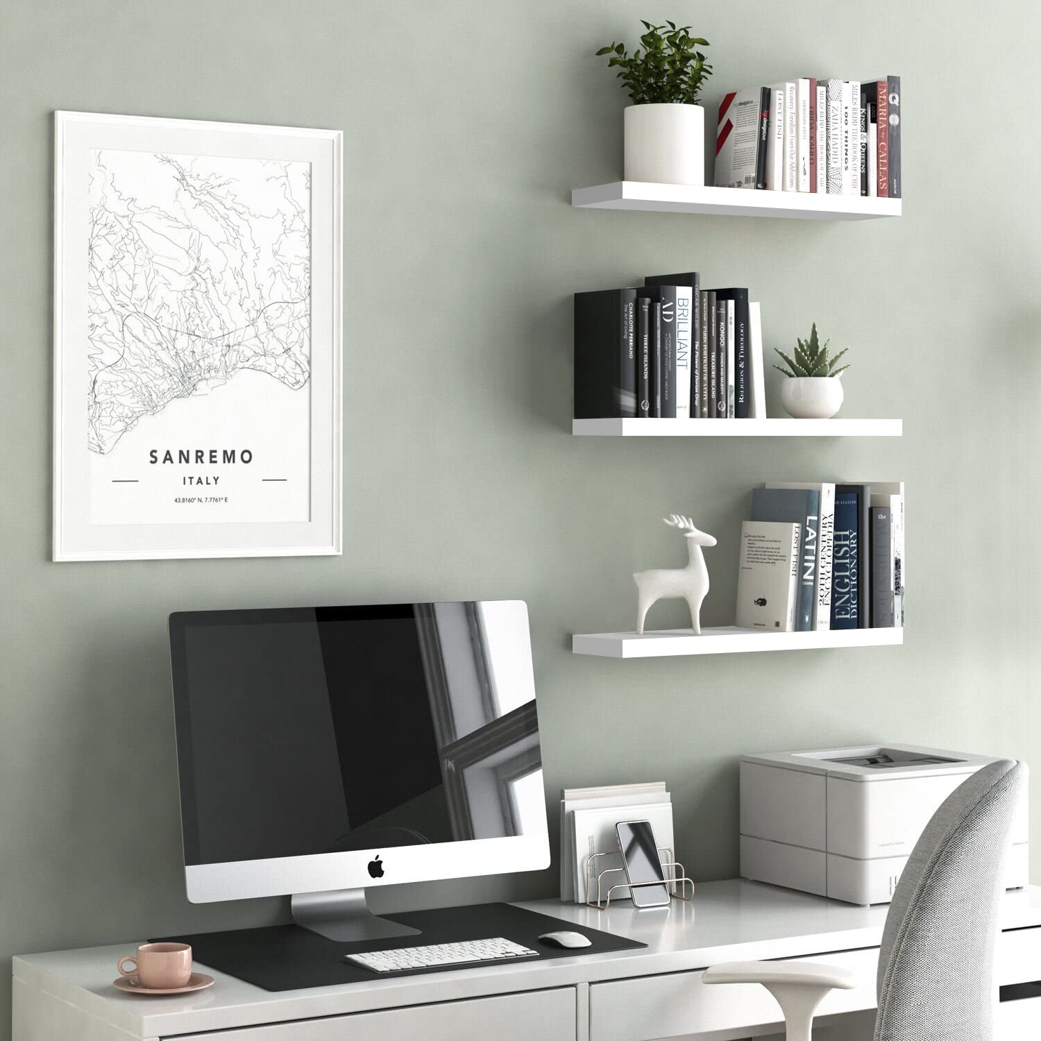 3 Pcs Floating Wooden Wall Shelves Fashion Home Living Room Bedroom Study