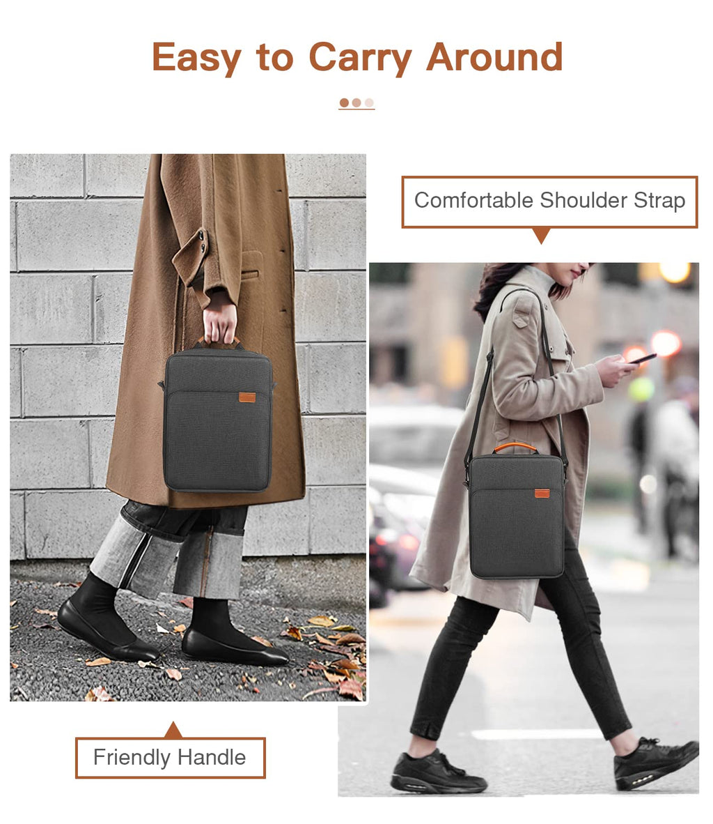 MoKo 13.3-14 Inch Laptop Sleeve Bag Fits MacBook Pro M3/M2 14" 2023, MacBook Pro 13" M2, New MacBook Air 13.6" M3/M2 2024/2022,Tab S8 Ultra 14.6",Handle Carrying Case with Shoulder Strap, Black & Gray