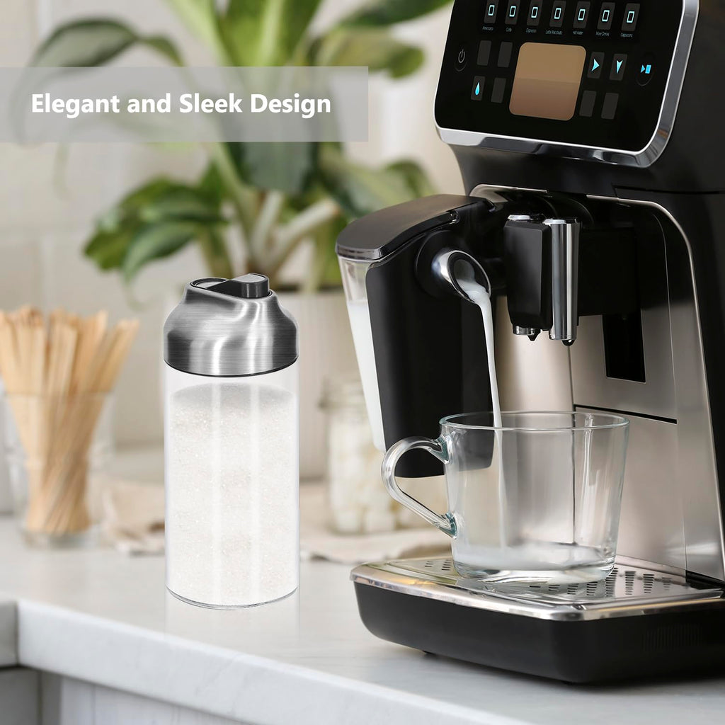 Aelga 12 OZ Glass Sugar Dispenser with Pour Spout, Weighted Pourer, for Coffee,Tea and Baking