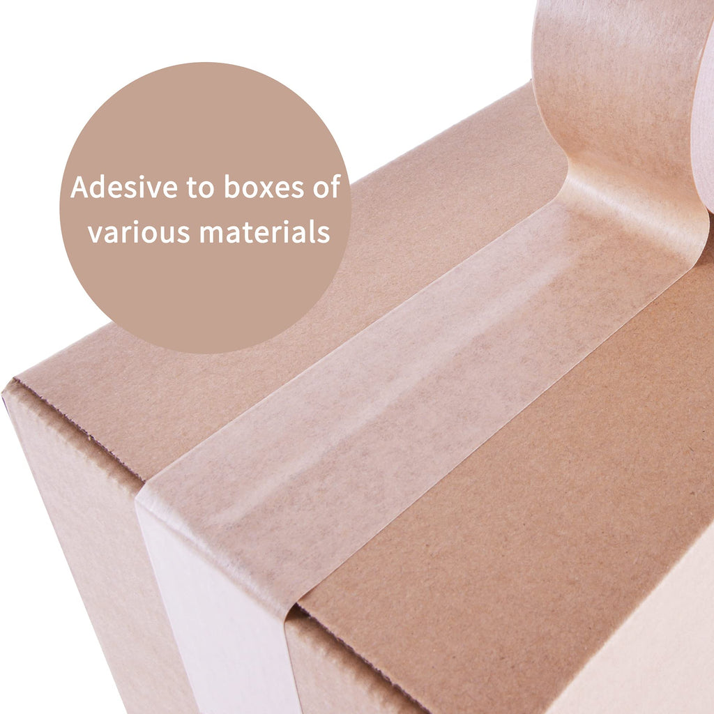 ADHES Heavy Duty Paper Packing Tape Kraft Paper Tape, Eco Friendly & Biodegradable, Writable & Uncoated Brown Packing Tape for Masking, Sealing, and Packaging Use, 2 Inch x 43 Yards, 6 Rolls