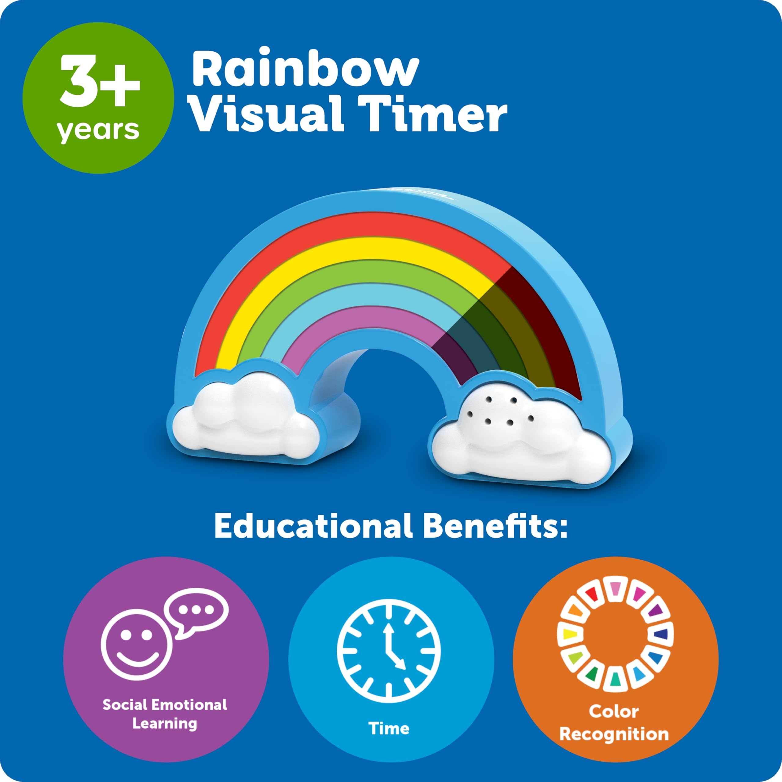 Learning Resources Rainbow Visual Timer, 1 Piece, Ages 3+, Teacher Resources, School Supplies for Teachers, Social Emotional Learning Toys