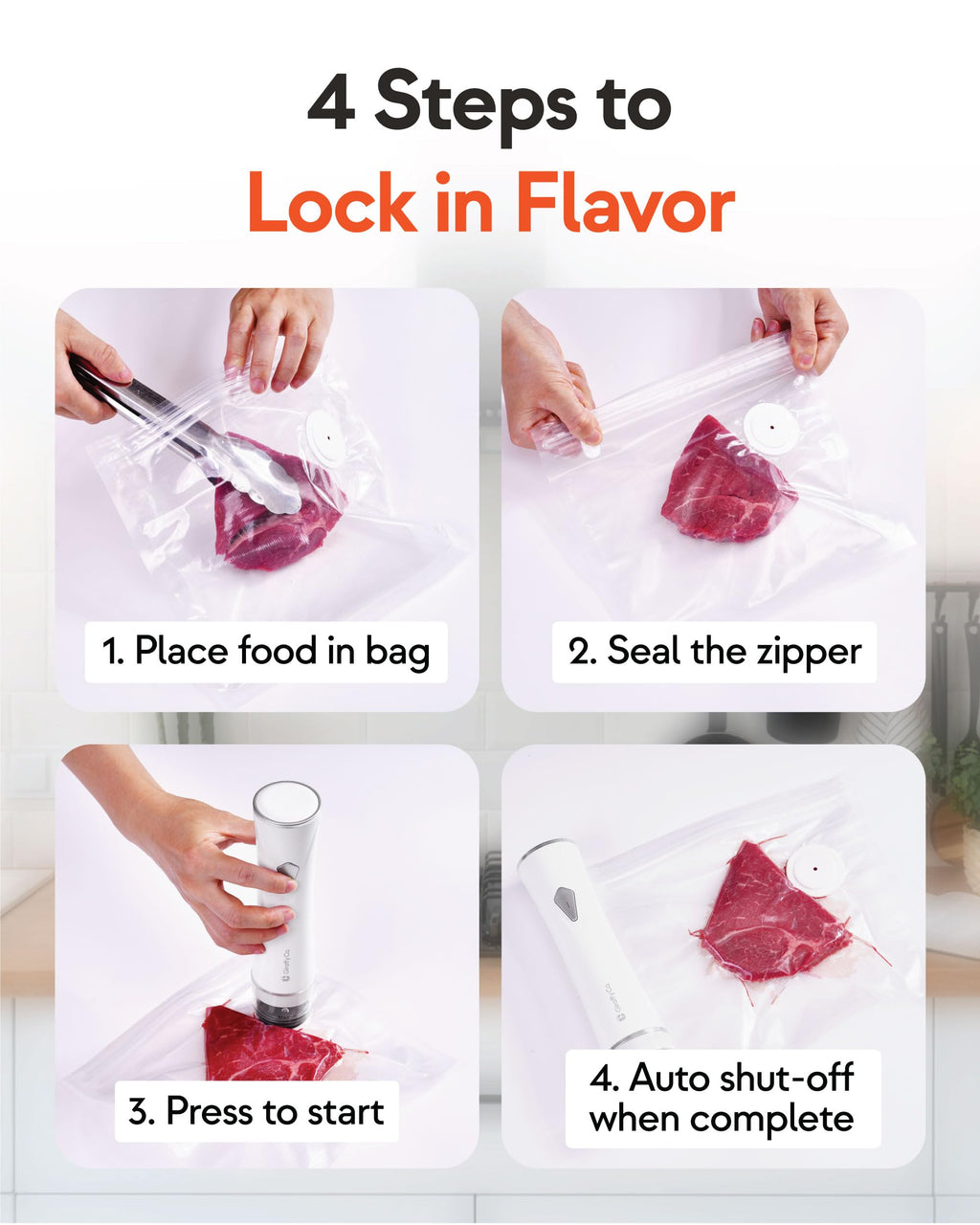 Giraffy Co. Reusable Vacuum Sealer Bags for Food – 30 Small Vacuum Bags (22x21cm/8.3x8.7in), BPA-Free, Leak-Proof, Odor-Resistant – Compatible with Vacuum Sealers