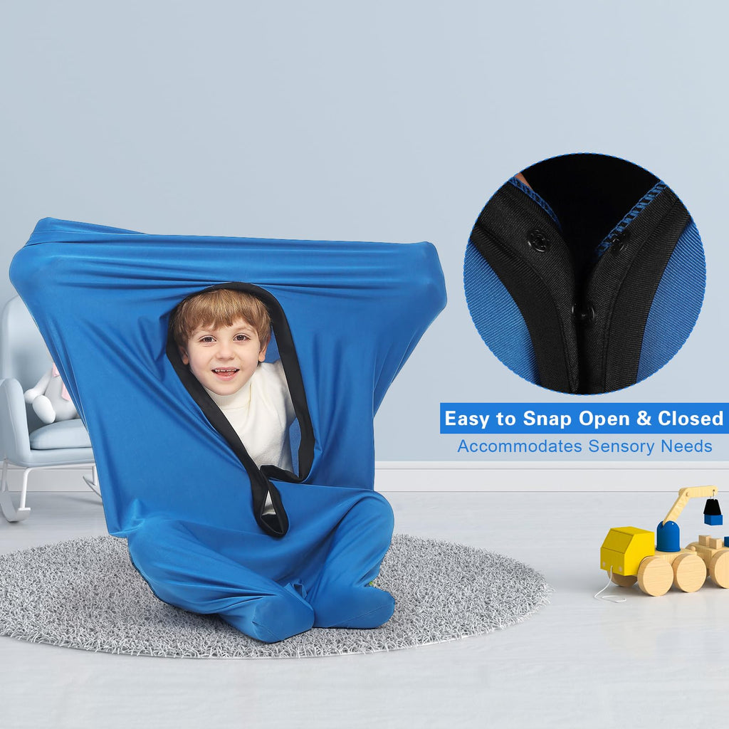 Hugsmiling Body Sock Sensory Kids, Medium, Good for Height: 43～51 inchs, Cozy Fabric with Strong Stitching (Classic Blue)